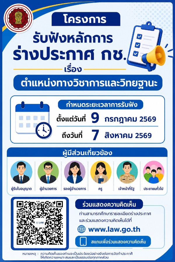 การรับฟังหลักการประกาศคณะกรรมการส่งเสริมการศึกษาเอกชน เรื่อง การกำหนดตำแหน่งทางวิชาการและวิทยฐานะของครูโรงเรียนเอกชน พ.ศ. ....